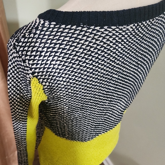 OST XS Knit Cardigan buttonup sweater Navy & green - Picture 2 of 12